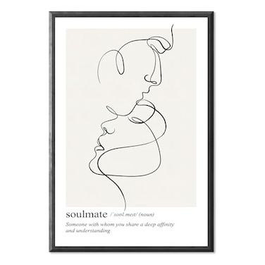 SHEWANT ART Minimalist Line Wall Art Abstract Couple Line Art Print Black and White Wall Art Soulmate Definition Canvas Prints Minimalist Wall Decor Line Art for Couples Bedroom Decor Unframed Art 16x
