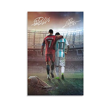 fhzang Messi Ronaldo Poster 1 Canvas Poster Unframed 12x18 inches 30x45 cm
