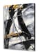 Yihui Arts Hand Painted Abstract Wall Art Black White Gray with Gold Accents Dynamic Mysterious Canvas Painting for Home Decor