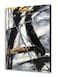 Yihui Arts Hand Painted Abstract Wall Art Black White Gray with Gold Accents Dynamic Mysterious Canvas Painting for Home Decor