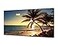 Muolunna S04950 Wall Art Decor Large Canvas Print Picture Sunset Ocean Beach Waves 1 Panel Coconut Tree Scenery Modern Painting Artwork for Office Home Decoration Stretched and Framed Ready to Hang