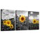 hyidecorart Canvas Wall Art Family Wall Decor Kitchen Bedroom Black White Pastoral Scenery Sunflower Flowers 16x12 3 Piece