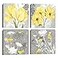 Wall HDQ Yellow Gray Picture Wall Art for Bathroom Wall Decor Flowers Canvas Prints Framed 4 Panels
