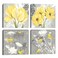 Wall HDQ Yellow Gray Picture Wall Art for Bathroom Wall Decor Flowers Canvas Prints Framed 4 Panels