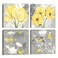 Wall HDQ Yellow Gray Picture Wall Art for Bathroom Wall Decor Flowers Canvas Prints Framed 4 Panels