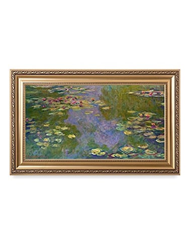 DECORARTS Water Lilies Claude Monet Giclee Fine Art Print in Embossed Gold Frame Framed Size 36x22