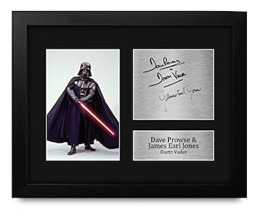 HWC Trading Dave Prowse James Earl Jones USL Framed Signed Printed Autograph Star Wars Darth Vader Print Photo Picture Display US Letter Size