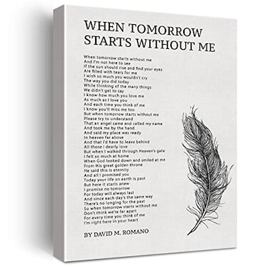 Nurawo Poem Wall Art When Tomorrow Starts Without Me Canvas Print Framed Bereavement Painting for Home Wall Tabletop Dcor
