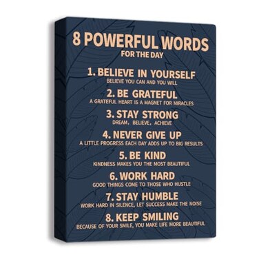 LOEDVESTR 8 Rules Of Life Canvas Decoration Painting Suitable For Office School LibraryHome 29x38cm Framed Blue8