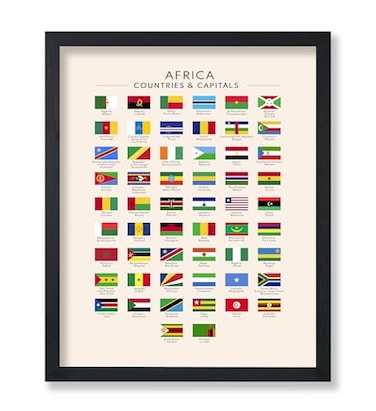 Poster Master Flags of Africa Poster African Countries Capitals Print Learning Materials Art Flag Art Gift for Students Teachers Decor for Classroom or Library 8x10 UNFRAMED Wall Art
