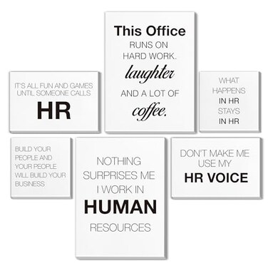 Nvhai HR Office Decor Human Resources Office Artwork Wall Decor Modern Human Resource Posters Set of 6 Framed Canvas Funny HR Gifts