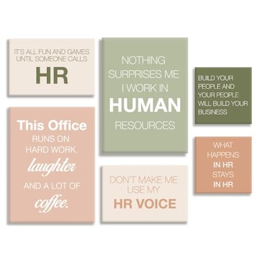 YEOION Hr Wall DecorHr Wall Art for OfficeHuman Resources Office Wall Art Canvas Frame Artwork Set of 6