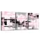 Feelyou Pink Black Grey Framed Canvas Wall Art Modern Stripes Office Decor for Living Room
