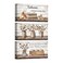 HOMEOART Farmhouse Bathroom Wall Decor Framed Canvas Art 6x12inch 3 Pieces Brown