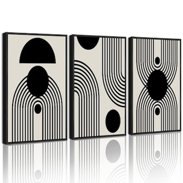 Drsoum Black and White Abstract Framed Wall Art Decor Duotone Minimal Dark Brush Stroke Prints Shapes Illustrations Modern Art Decorative Ready To Hang 11x14in Black Framed