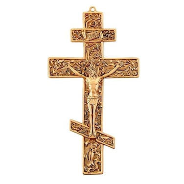 Christian Brands Crucifixes Pewter Filigree Greek Orthodox Hanging Wall Cross 85 H Gold Finish