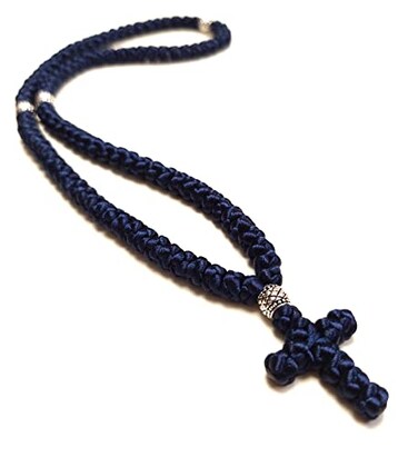 Monastery Vodoca Christian 100knot Prayer Rope Smooth Silk Satin Cord Navy Blue