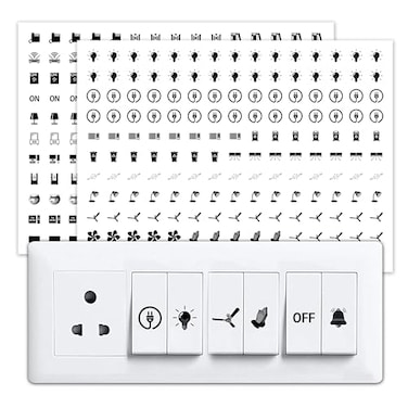 Rousrie Transparent Switch ID Stickers for Switch Boards 46 Designs Pack of 330 Pieces Transparent