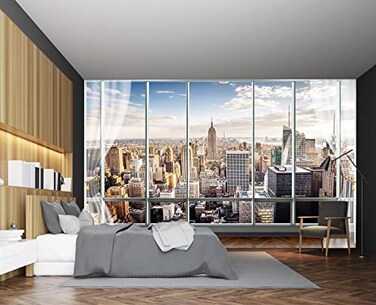 Cliouar3d Window Building Bedroom Living Room Mural Wallpaper 158 x 110Not Peel and Stick