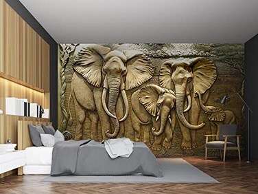 CliouarWall Mural Wallpaper for Bedroom Living Room Wallpaper 3D Wallpaper Decoration Elephant Wallpaper 158 x 110Not Peel and Stick