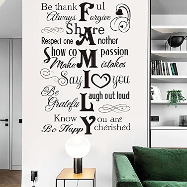 Runtoo Family Saying Wall Art Stickers Inspirational Quotes Wall Decals Living Room Bedroom Home Decor