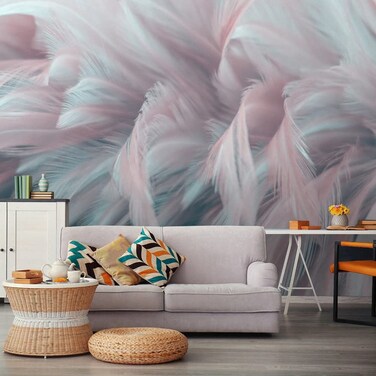 Bormia Colorful 3D Wall Mural Feathers Wallpaper for Living Room Badroom Wallpaper Home Art Wall Decals