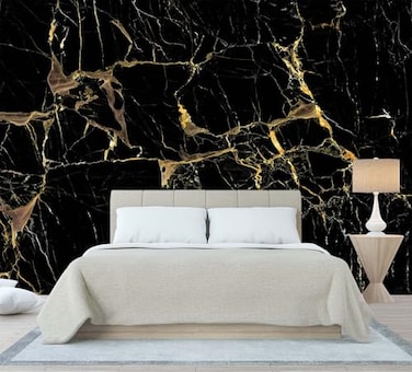 WFBHUA Black Golden Marble Wallpaper Abstract Stone Texture Wall Mural Living Room Bedroom Office Not Peel and Stick