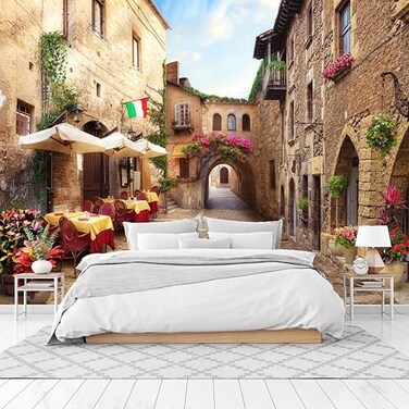 CliouarItalian Street Town wall Mural wallpaper137 x 100Not Peel and Stick