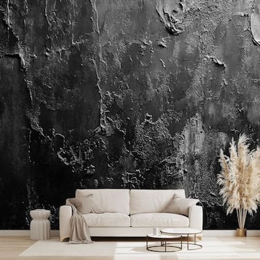 WXHFM Grey Vintage wall Mural Black Abstract Wallpaper for Bedroom 137x96 Not Peel and Stick