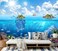 CliouarUnderwater World Sailboats Seagulls Dolphins Islands on the sea wall Mural wallpaper103 x 69Not Peel and Stick