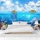 CliouarUnderwater World Sailboats Seagulls Dolphins Islands on the sea wall Mural wallpaper103 x 69Not Peel and Stick