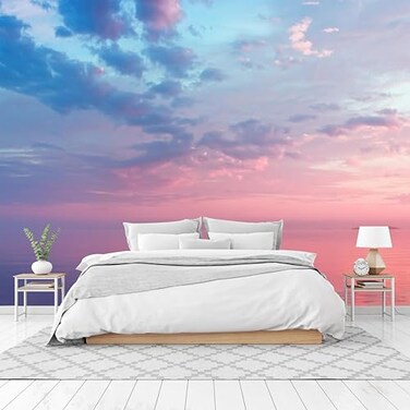 CliouarPink Sky Clouds wall Mural wallpaper137 x 100Not Peel and Stick