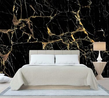 WFBHUA Black Golden Marble Wallpaper Abstract Stone Texture Wall Mural Living Room Bedroom Office Not Peel and Stick