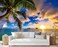 Jdayda Sunset Beach Wallpaper Hawaiian Seascape Palm Tree Wall Mural for Bedroom Living Room Not SelfAdhesive