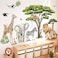 decalmile Large Safari Animals Tree Wall Stickers Jungle Animals Giraffe Elephant Lion Leopard Wall Decals Baby Nursery Kids Room Wall DecorXXL