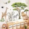decalmile Large Safari Animals Tree Wall Stickers Jungle Animals Giraffe Elephant Lion Leopard Wall Decals Baby Nursery Kids Room Wall DecorXXL