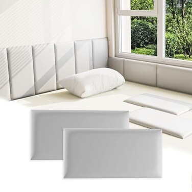 Umedol 3D AntiCollision Wall Padding for Kids Grey Peel and Stick headboard Pack of 4 Panels Sized 78 x 157 SelfAdhesive headboard Panels for wall BedroomLiving Room Upholstered Wall Panel