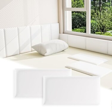Umedol 3D AntiCollision Wall Padding for Kids White Peel and Stick Headboard Pack of 12 Panels Sized 78 x 157 SelfAdhesive Headboard Panels for BedroomLiving Room Upholstered Wall