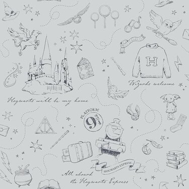 RoomMates Harry Potter Magical Moments Trail Grey Peel and Stick Wallpaper RMWS1262
