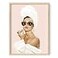 HAUS AND HUES Audrey Hepburn Wall Art Pink Framed Poster Glam Makeup Decor Celebrity Vogue Print for Bedroom or Vanity Beige Frame 12x16