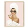 HAUS AND HUES Audrey Hepburn Wall Art Pink Framed Poster Glam Makeup Decor Celebrity Vogue Print for Bedroom or Vanity Beige Frame 12x16