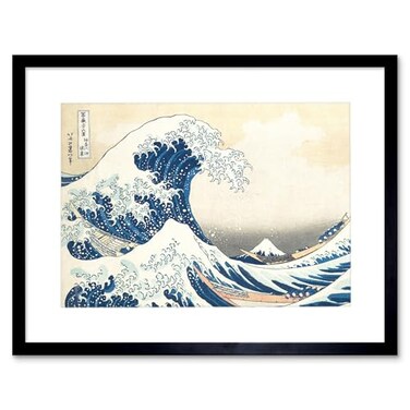 Wee Blue Coo Hokusai Great Wave off Kanagawa Framed Wall Art Print