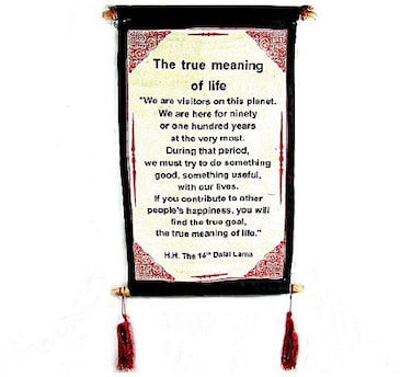 Hands Of Tibet DALAI LAMA QUOTES Cotton Canvas Scroll The True Meaning of Life Natural White Color