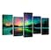 Cao Gen Decor Art S01927 5 Pieces Wall Art Aurora scenery Painting on Canvas Stretched and Framed Canvas Paintings Ready to Hang for Home Decorations Wall Decor