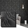 Art3dwallpanels 33 Pack 3D Wall Panel 2 Different Effects PVC Textured Wall Panels for Interior Wall Dcor 12 x12 Inch Cover 32SqFt Black