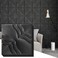 Art3dwallpanels 33 Pack 3D Wall Panel 2 Different Effects PVC Textured Wall Panels for Interior Wall Dcor 12 x12 Inch Cover 32SqFt Black
