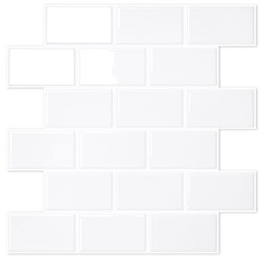 STICKGOO White Peel and Stick Subway Tile Stick on Backsplash Tiles for Kitchen and Bathroom Flexible Vinyl Wall Tile Easy DIY Installation