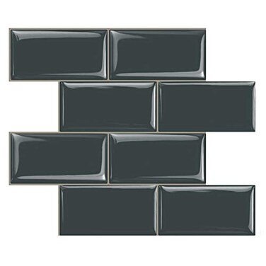 STICKGOO Peel and Stick Subway Tile Stick on Tiles Backsplash for Kitchen Bathroom in Dark Grey Pack of 10 Thicker Design