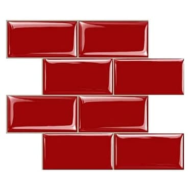 STICKGOO Peel and Stick Subway Tile Stick on Tiles Backsplash for Kitchen Bathroom in Red Pack of 10 Thicker Design