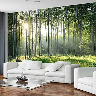Reyhui Sunshine Forest Mural Wallpaper Landscape Tree Wallpaper Large Nature Scenery Wall Mural for Living Room not selfAdhesive